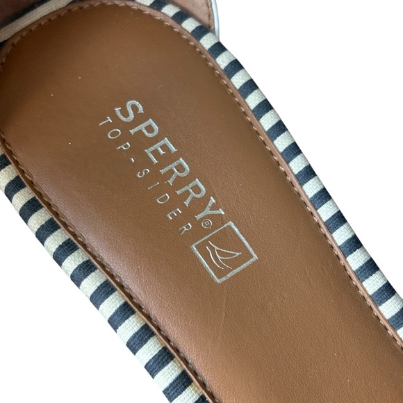 Sperry Top Sider Lynnbrook Low Wedge Sandals Size 9 Blue White Stripe Low Wedge - Picture 3 of 13
